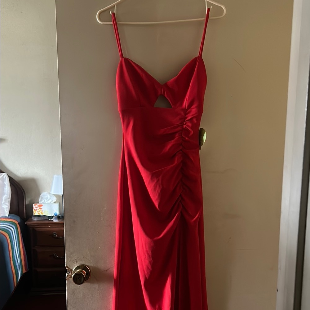 Red Ruched Wrap Sundress for Cocktail Nights